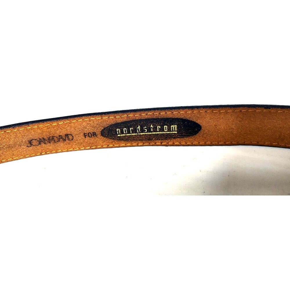Joan & David for Nordstrom Womens M Navy Blue Leather Belt w Ivory color Buckle - Picture 5 of 8